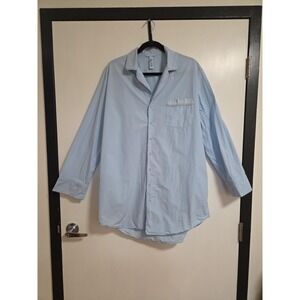 Skims Glacier Baby Blue Cotton Poplin Button Up Sleepwear Shirt Long Sleeve M